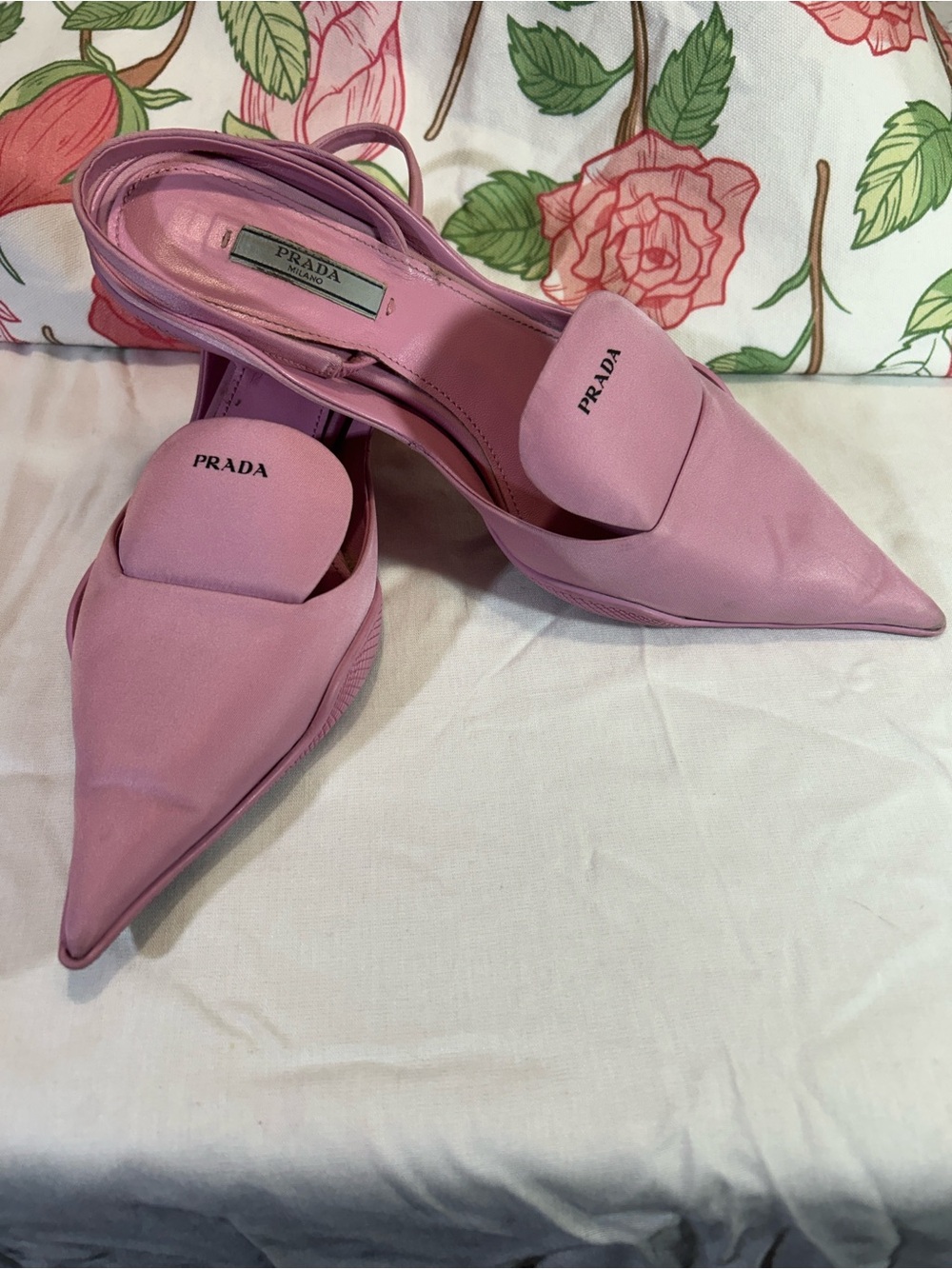 Prada Pink Pointed-Toe Slingback Heels US 7.5/37.5 Pre-Loved, Only Selling Shoe